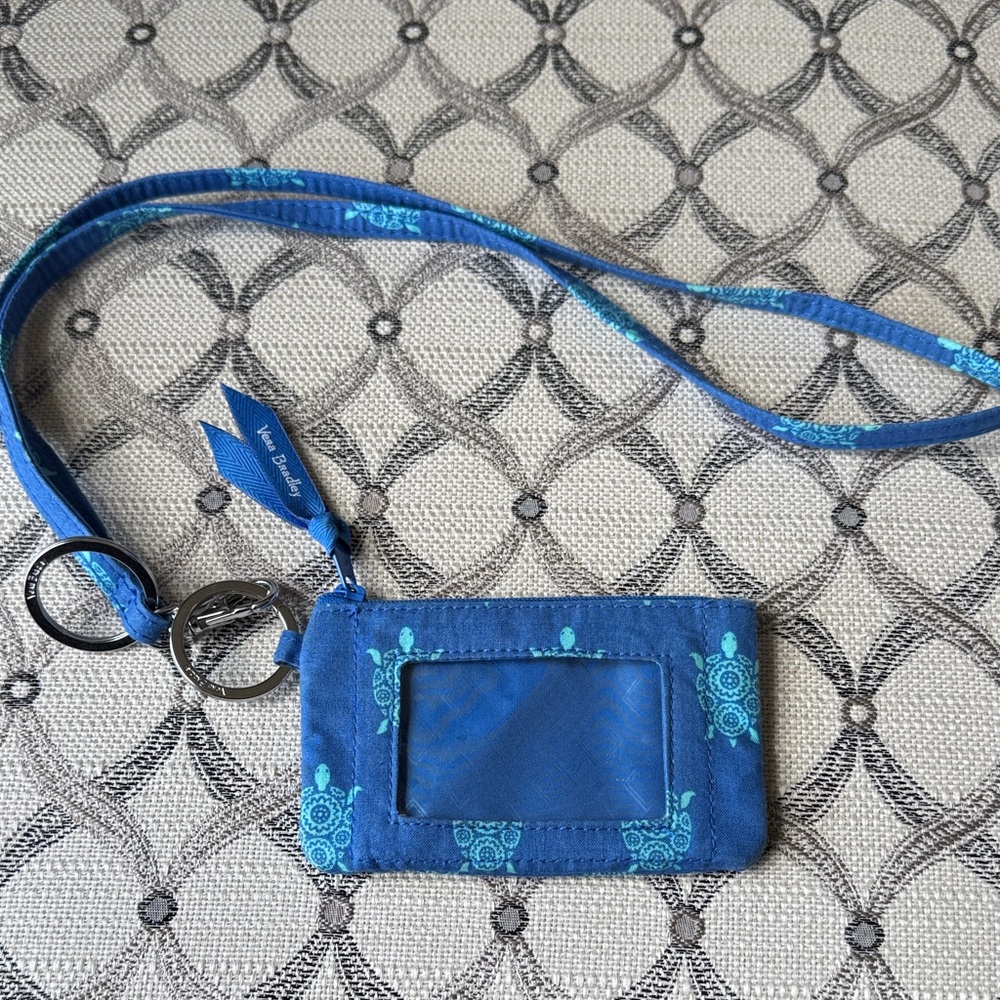 Vera Bradley Blue and Teal sea Turtle ID Holder with Lanyard